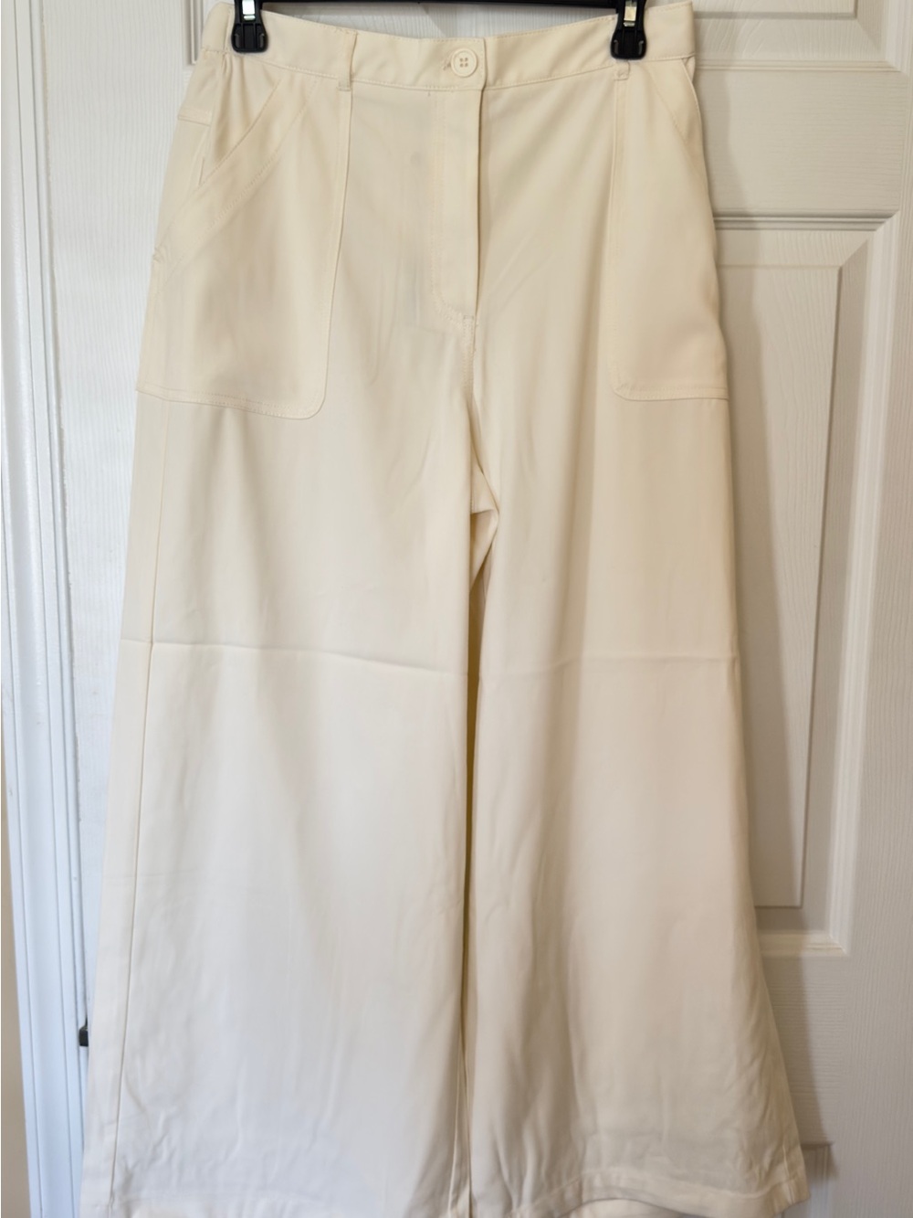 Max Studio Wide-Leg Cream Trousers
